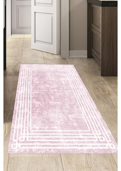 Dijital Mutfak Halısı Trend Keçe Kaymaz Taban Modern Shelbi Pudra
