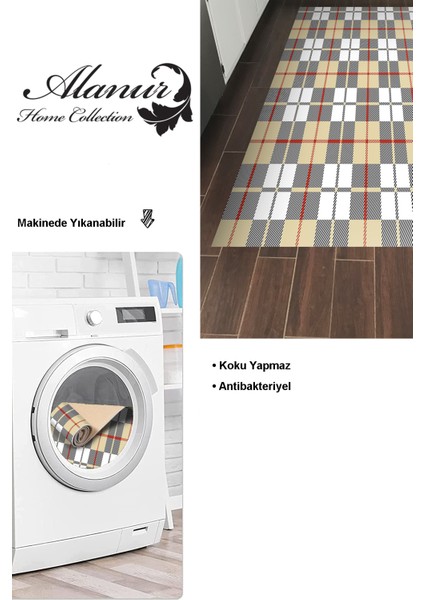 Dijital Mutfak Halısı Yıldız Deri Kaymaz Taban Modern Lee Krem modelleri