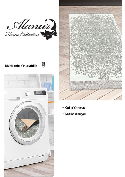 Dijital Mutfak Halısı Yıldız Deri Kaymaz Taban Saçaklı Modern Katrina Yeşil modelleri