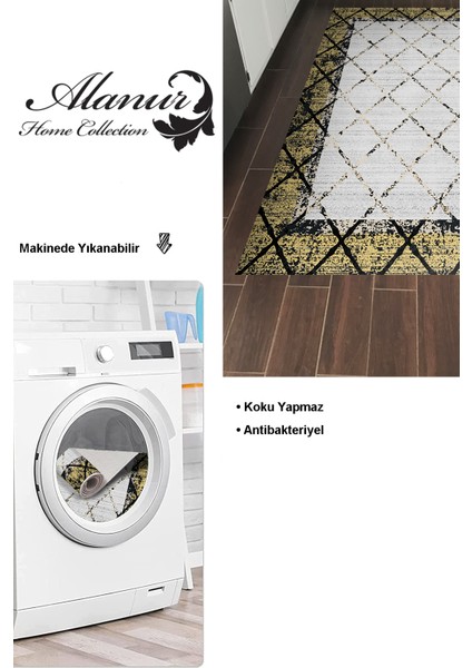 Dijital Mutfak Halısı Trend Keçe Kaymaz Taban Modern Doreen Sarı modelleri