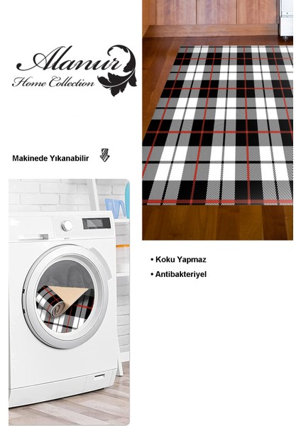 Dijital Mutfak Halısı Yıldız Deri Kaymaz Taban Modern Lee Siyah modelleri