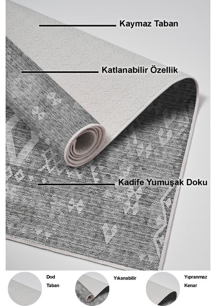 Dijital Salon Halısı Trend Keçe Kaymaz Taban Iskandinav Lorene Antrasit