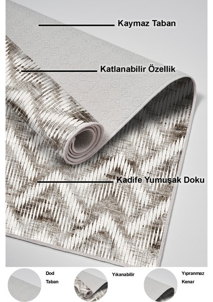 Dijital Mutfak Halısı Trend Keçe Kaymaz Taban Iskandinav Renata Kahve