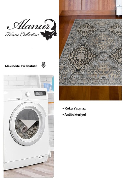 Dijital Mutfak Halısı Trend Keçe Kaymaz Taban Modern Osana Bej