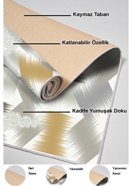 Dijital Mutfak Halısı Yıldız Deri Kaymaz Taban Modern Cleo Krem indirimleri