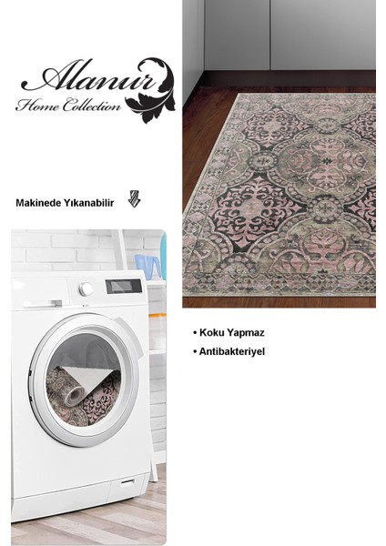 Dijital Mutfak Halısı Trend Keçe Kaymaz Taban Modern Osana Pudra