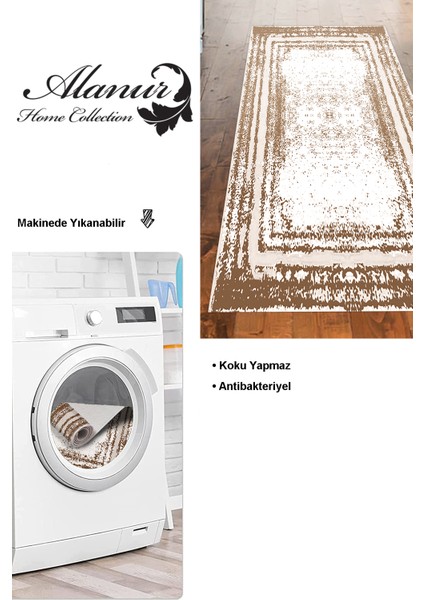 Dijital Mutfak Halısı Trend Keçe Kaymaz Taban Modern Mollie Krem modelleri