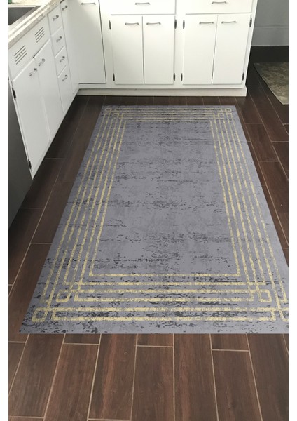 Dijital Mutfak Halısı Trend Keçe Kaymaz Taban Modern Shelbi Antrasit