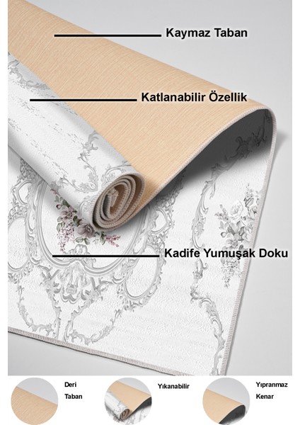Dijital Mutfak Halısı Yıldız Deri Kaymaz Taban Modern Anabelle Gri