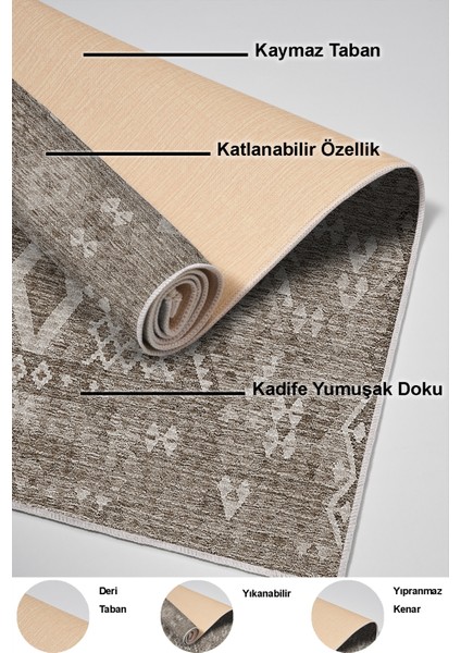 Dijital Mutfak Halısı Yıldız Deri Kaymaz Taban Iskandinav Lorene Kahve
