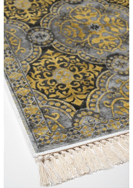 Dijital Mutfak Halısı Trend Keçe Kaymaz Taban Saçaklı Modern Osana Sarı fırsatları