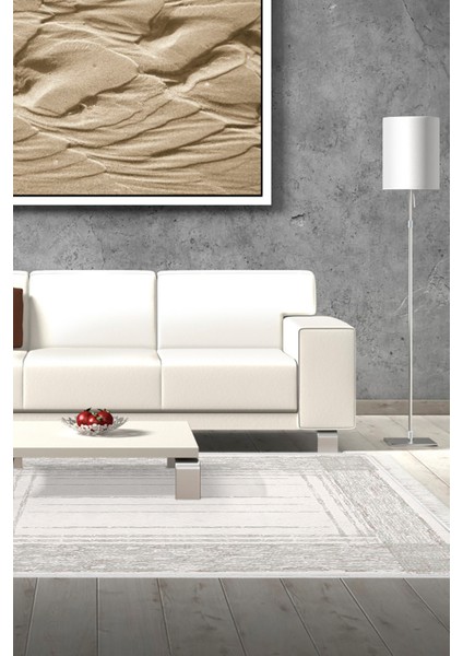 Dijital Salon Halısı Trend Keçe Kaymaz Taban Saçaklı Modern Rana Yeşil