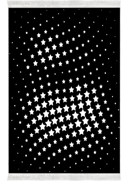 Dijital Salon Halısı Trend Keçe Kaymaz Taban Saçaklı Modern Willow Siyah fiyatları