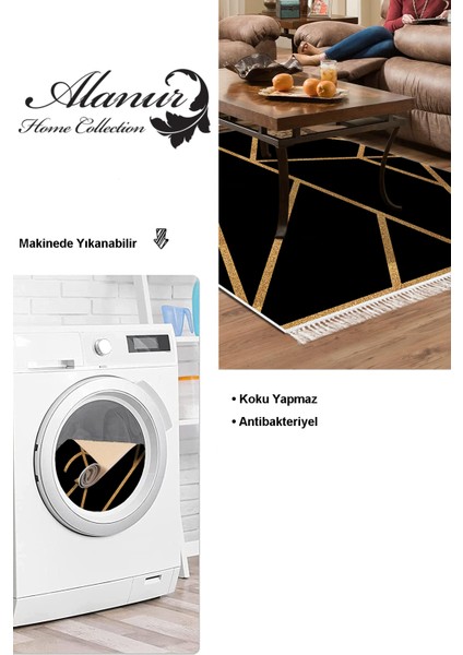 Dijital Salon Halısı Yıldız Deri Kaymaz Taban Saçaklı Modern Maud Gold modelleri