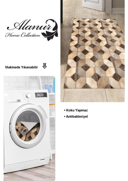 Dijital Mutfak Halısı Trend Keçe Kaymaz Taban Modern Tanya Kahve modelleri