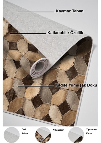 Dijital Mutfak Halısı Trend Keçe Kaymaz Taban Modern Tanya Kahve indirimleri