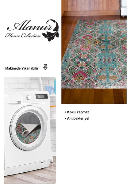 Dijital Mutfak Halısı Trend Keçe Kaymaz Taban Iskandinav Keona Renkli