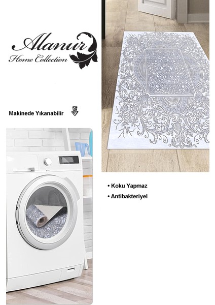 Dijital Mutfak Halısı Trend Keçe Kaymaz Taban Modern Katrina Mavi modelleri