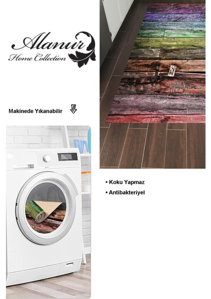 Dijital Mutfak Halısı Yıldız Deri Kaymaz Taban Modern Alannah Renkli modelleri