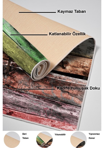 Dijital Mutfak Halısı Yıldız Deri Kaymaz Taban Modern Alannah Renkli indirimleri