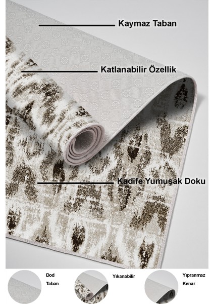 Dijital Mutfak Halısı Trend Keçe Kaymaz Taban Iskandinav Annika Kahve indirimleri