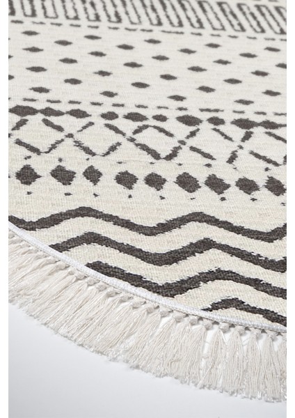 Dijital Mutfak Halısı Yıldız Deri Kaymaz Taban Saçaklı Oval Iskandinav Cade Bej fırsatları