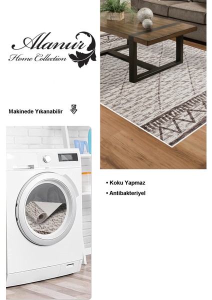 Dijital Salon Halısı Trend Keçe Kaymaz Taban Iskandinav Farah Kahve modelleri