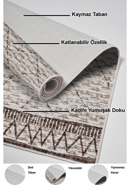 Dijital Salon Halısı Trend Keçe Kaymaz Taban Iskandinav Farah Kahve indirimleri