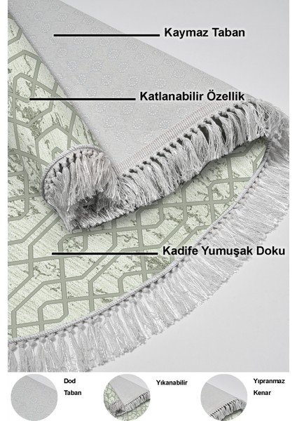 Dijital Mutfak Halısı Trend Keçe Kaymaz Taban Saçaklı Oval Modern Eliana Yeşil indirimleri