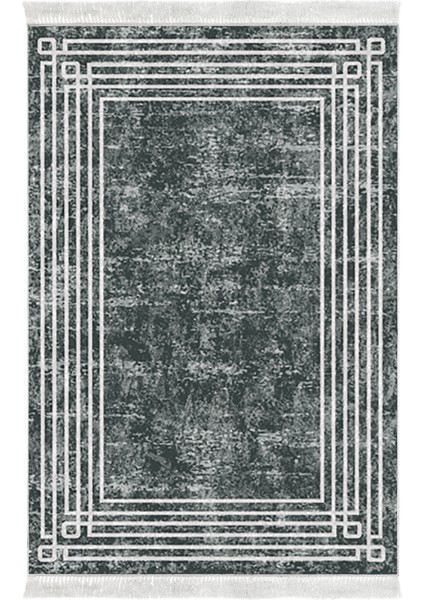 Dijital Mutfak Halısı Yıldız Deri Kaymaz Taban Saçaklı Modern Shelbi Gri