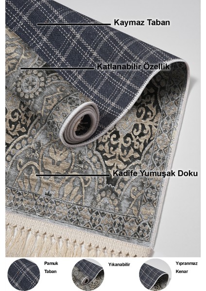 Dijital Mutfak Halısı Star Pamuk Kaymaz Taban Saçaklı Modern Osana Bej indirimleri