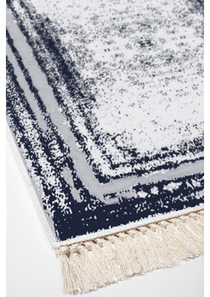 Dijital Salon Halısı Yıldız Deri Kaymaz Taban Saçaklı Modern Mollie Lacivert fırsatları