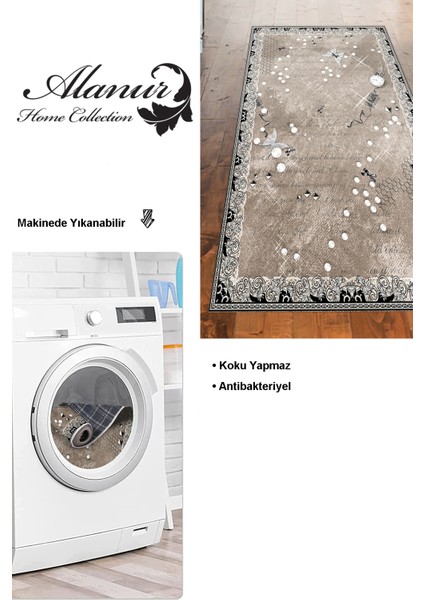 Dijital Mutfak Halısı Star Pamuk Kaymaz Taban Modern Faron Kahve modelleri