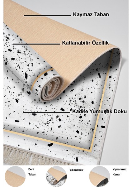 Dijital Mutfak Halısı Yıldız Deri Kaymaz Taban Saçaklı Modern Leann Krem indirimleri