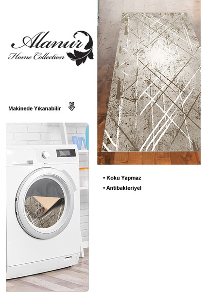 Dijital Mutfak Halısı Yıldız Deri Kaymaz Taban Modern Allissa Kahve modelleri