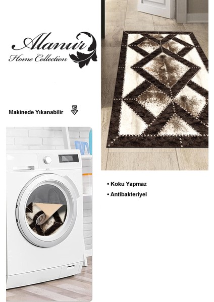 Dijital Mutfak Halısı Yıldız Deri Kaymaz Taban Modern Posy Kahve modelleri