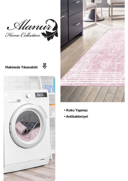 Dijital Mutfak Halısı Star Pamuk Kaymaz Taban Modern Shelbi Pudra