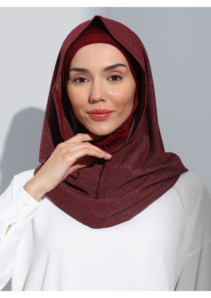 ST300-SİMLİ Abiye Hijab 06 Bordo - Bordo -