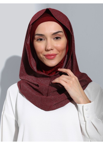 ST300-SİMLİ Abiye Hijab 06 Bordo - Bordo - modelleri
