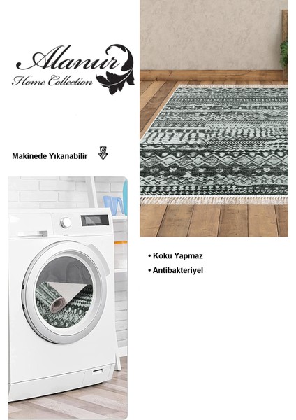 Dijital Salon Halısı Trend Keçe Kaymaz Taban Saçaklı Iskandinav Ysabel Silver modelleri