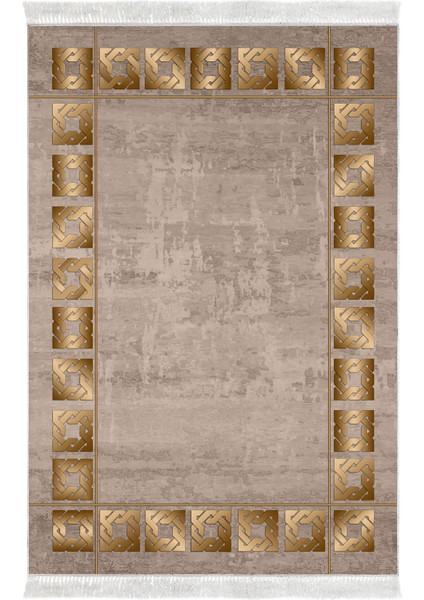 Dijital Salon Halısı Yıldız Deri Kaymaz Taban Saçaklı Modern Twyla Camel fiyatları