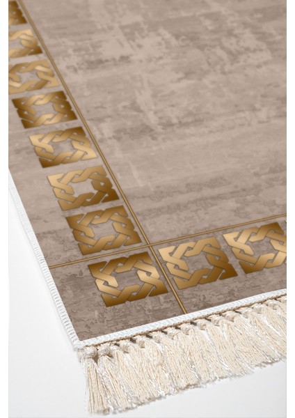 Dijital Salon Halısı Yıldız Deri Kaymaz Taban Saçaklı Modern Twyla Camel fırsatları