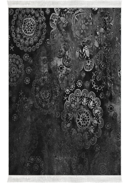 Dijital Salon Halısı Yıldız Deri Kaymaz Taban Saçaklı Modern Aubree Gri fiyatları