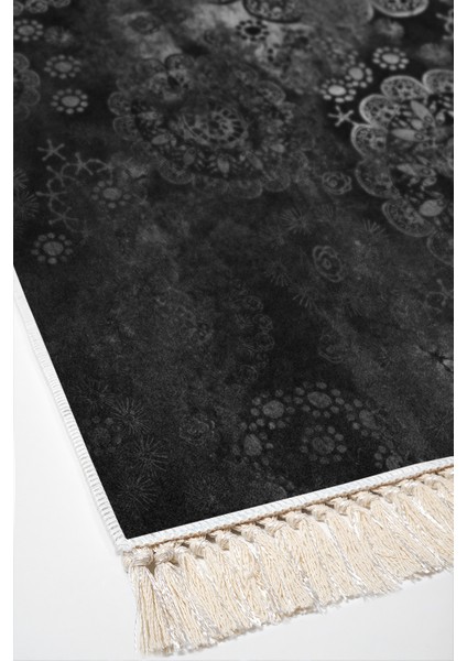 Dijital Salon Halısı Yıldız Deri Kaymaz Taban Saçaklı Modern Aubree Gri fırsatları