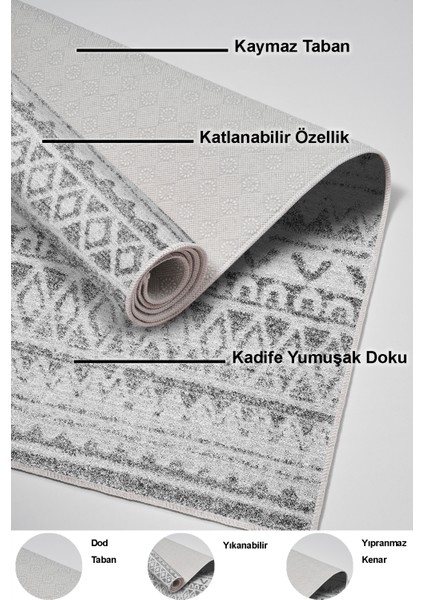 Dijital Salon Halısı Trend Keçe Kaymaz Taban Iskandinav Mali Gri indirimleri