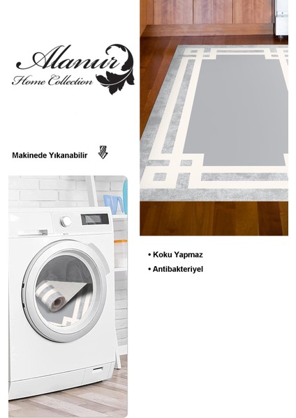 Dijital Mutfak Halısı Trend Keçe Kaymaz Taban Modern Landon Gri modelleri
