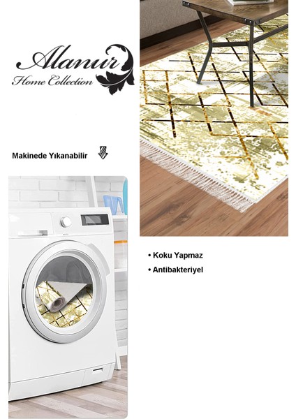 Dijital Salon Halısı Trend Keçe Kaymaz Taban Saçaklı Modern Brooklyn Kahve modelleri