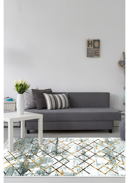 Dijital Salon Halısı Star Pamuk Kaymaz Taban Saçaklı Modern Brooklyn Gri