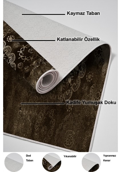 Dijital Mutfak Halısı Trend Keçe Kaymaz Taban Modern Aubree Kahve indirimleri