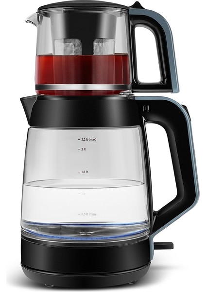 Glass Tea Xl 2 In 1 Cam Su Isıtıcı & Çay Makinesi Ocean Wave